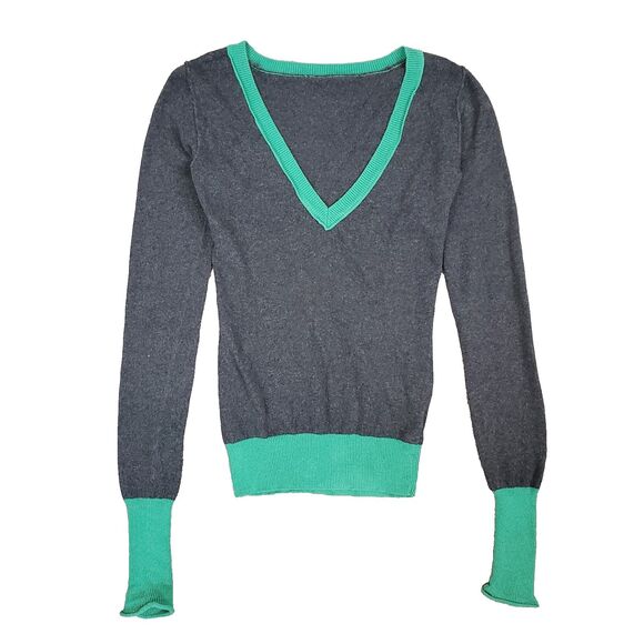 Vintage Y2K Deep V-neck Sweater Cashmere Blend Preppy Bella Swan Elena Gilbert - Picture 1 of 7